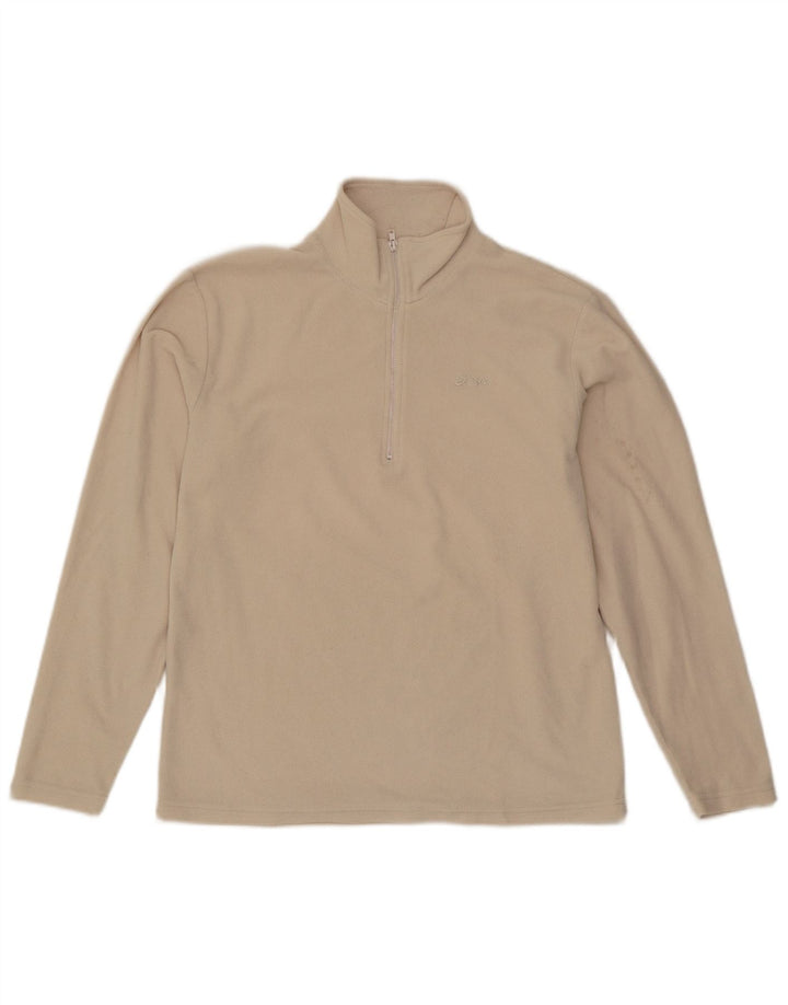 Asics Womens Zip Neck Fleece Jumper UK 16 Large Off White Polyester