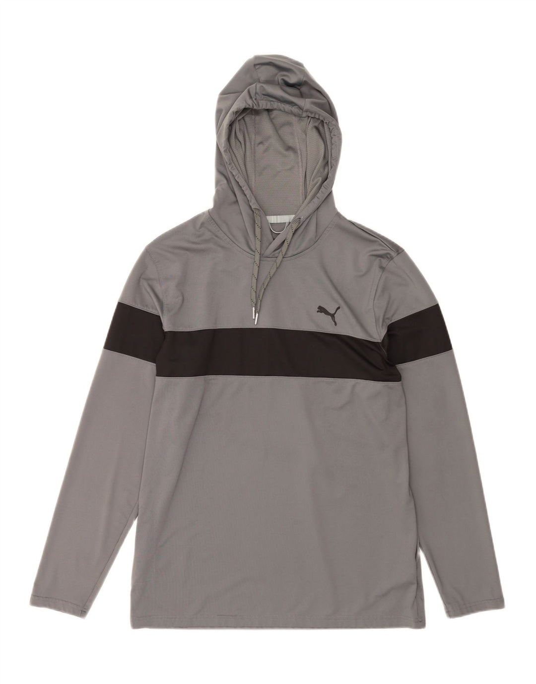 PUMA Mens Hooded Top Long Sleeve Medium Grey Colourblock Polyester