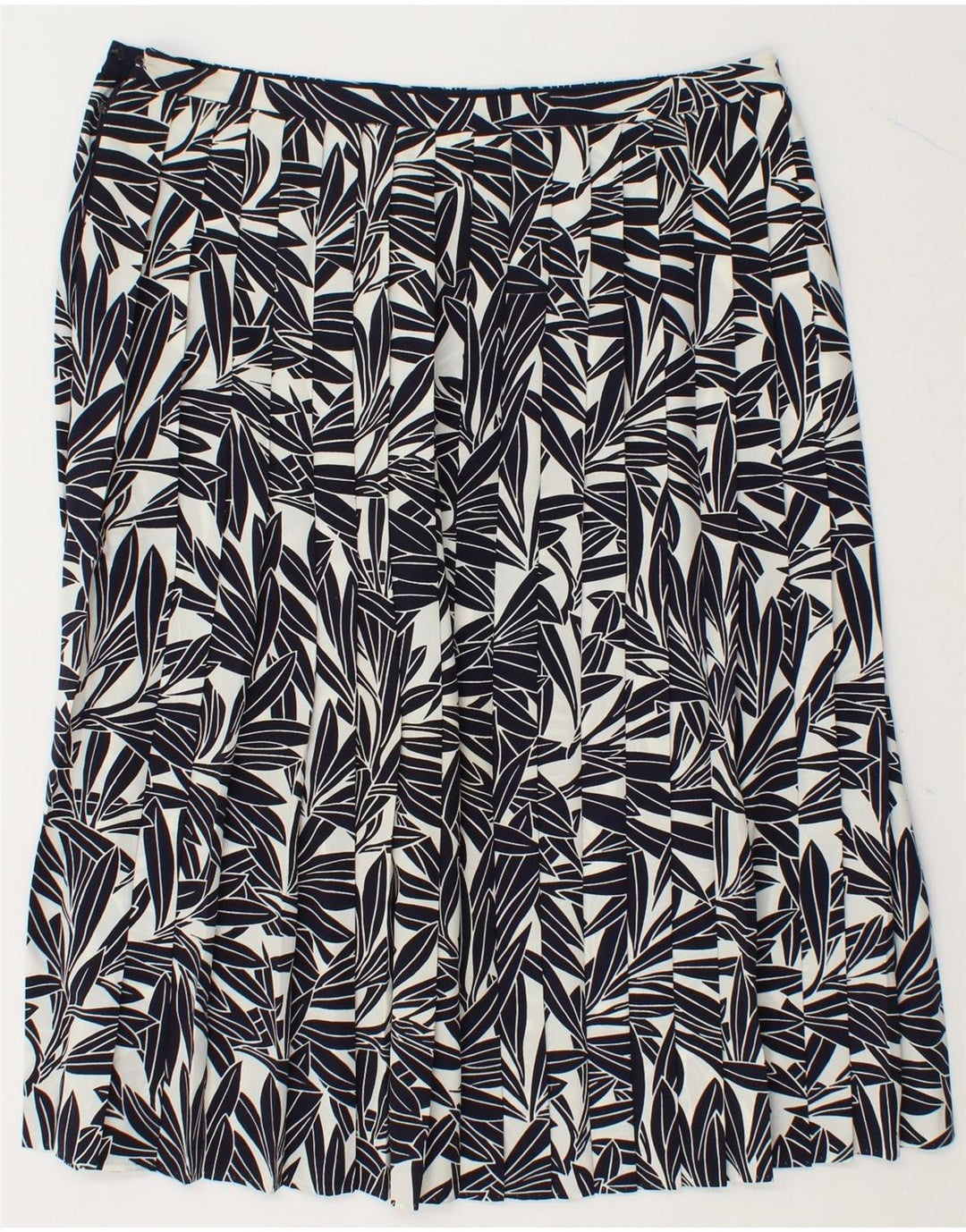 VINTAGE Womens Abstract Pattern Pleated Skirt EU 43 Large W32  Navy Blue Vintage Vintage and Second-Hand Vintage from Messina Hembry 
