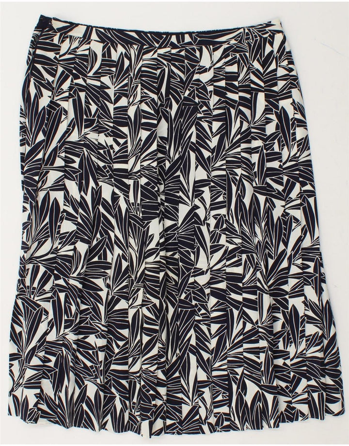 VINTAGE Womens Abstract Pattern Pleated Skirt EU 43 Large W32  Navy Blue Vintage Vintage and Second-Hand Vintage from Messina Hembry 