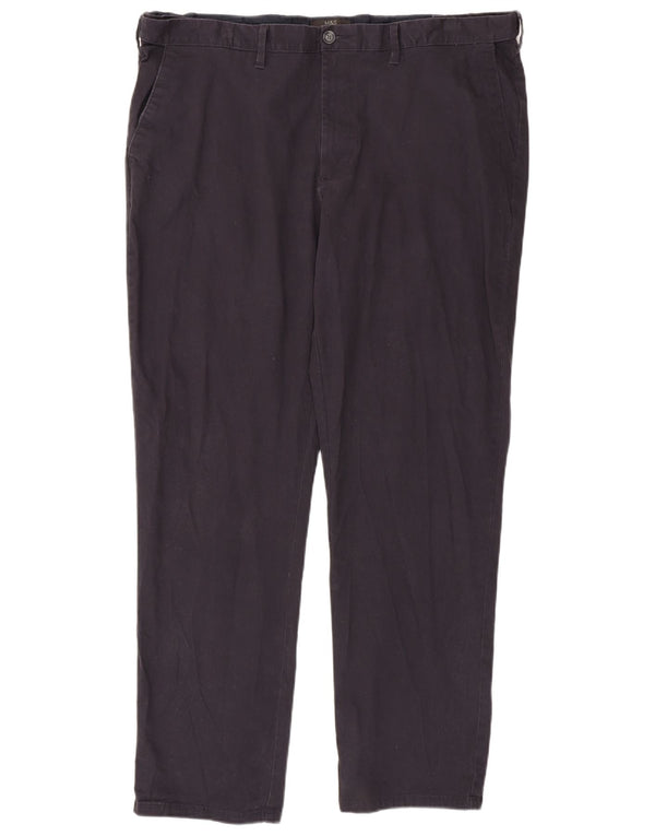 Marks & Spencer Mens Regular Fit Chino Trousers W44 L33 Navy Blue Cotton