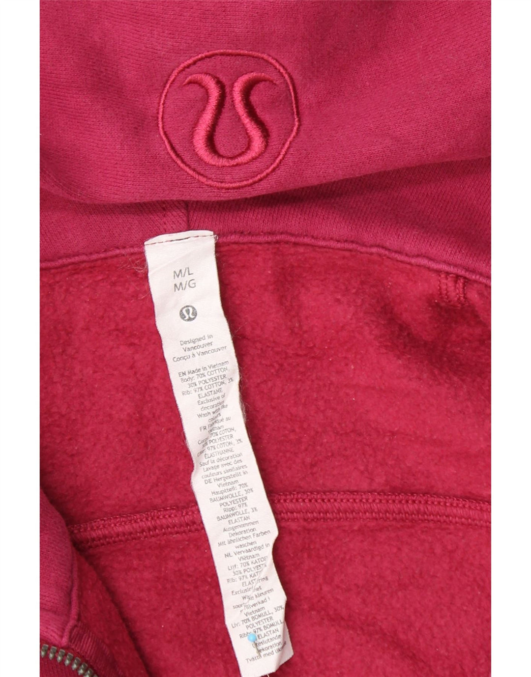 LULULEMON Womens Oversized Crop Hoodie Jumper UK 14 Medium Burgundy