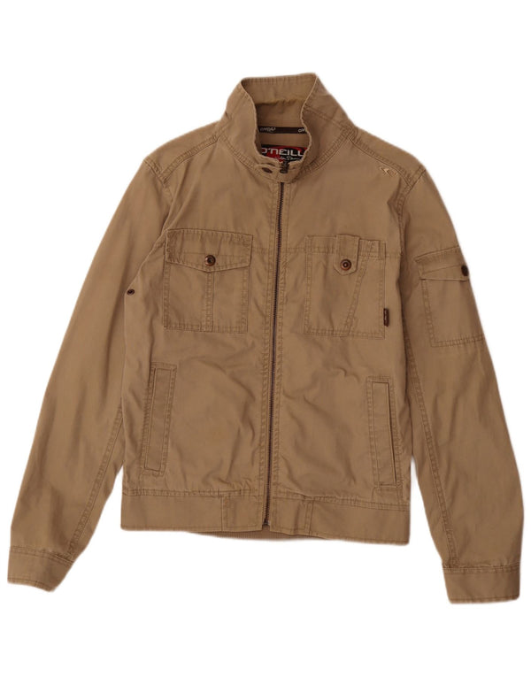 O'NEILL Mens Bomber Jacket UK 36 Small Beige Cotton