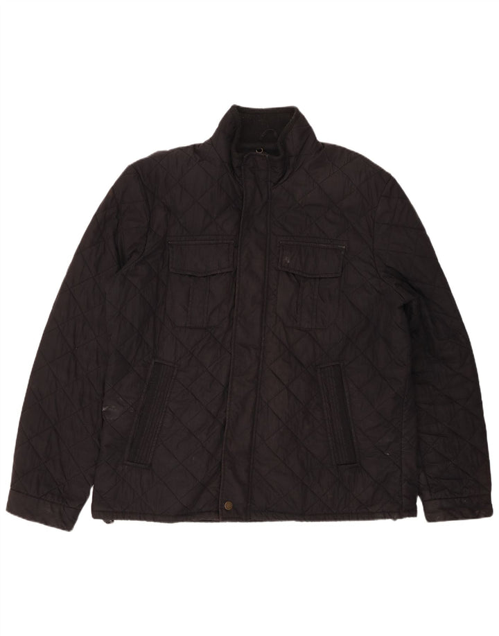 FAT FACE Mens Quilted Jacket UK 40 Large Black