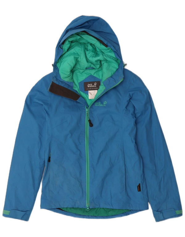 JACK WOLFSKIN Womens Hooded Windbreaker Jacket UK 8 Small Blue Polyamide