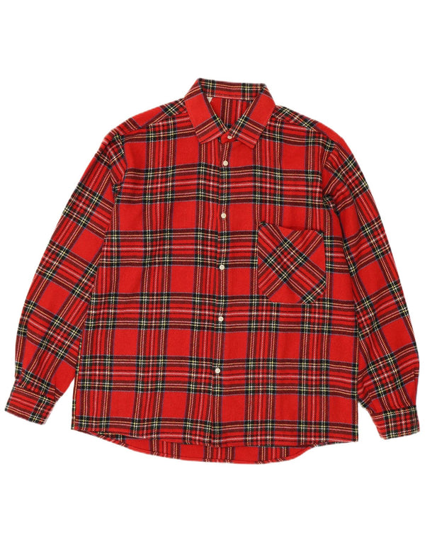 VINTAGE Mens Flannel Shirt Large Red Check