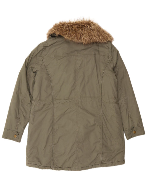 Laura Ashley Womens Parka Jacket UK 12 Medium Khaki Cotton