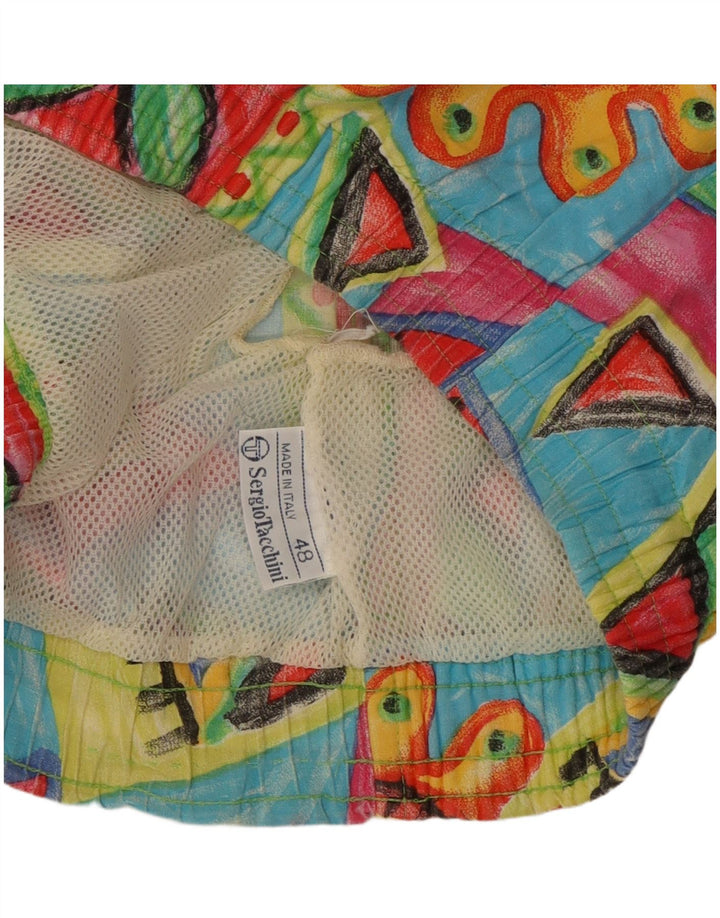 Sergio Tacchini Mens Sport Shorts IT 48 Medium  Multicoloured Geometric