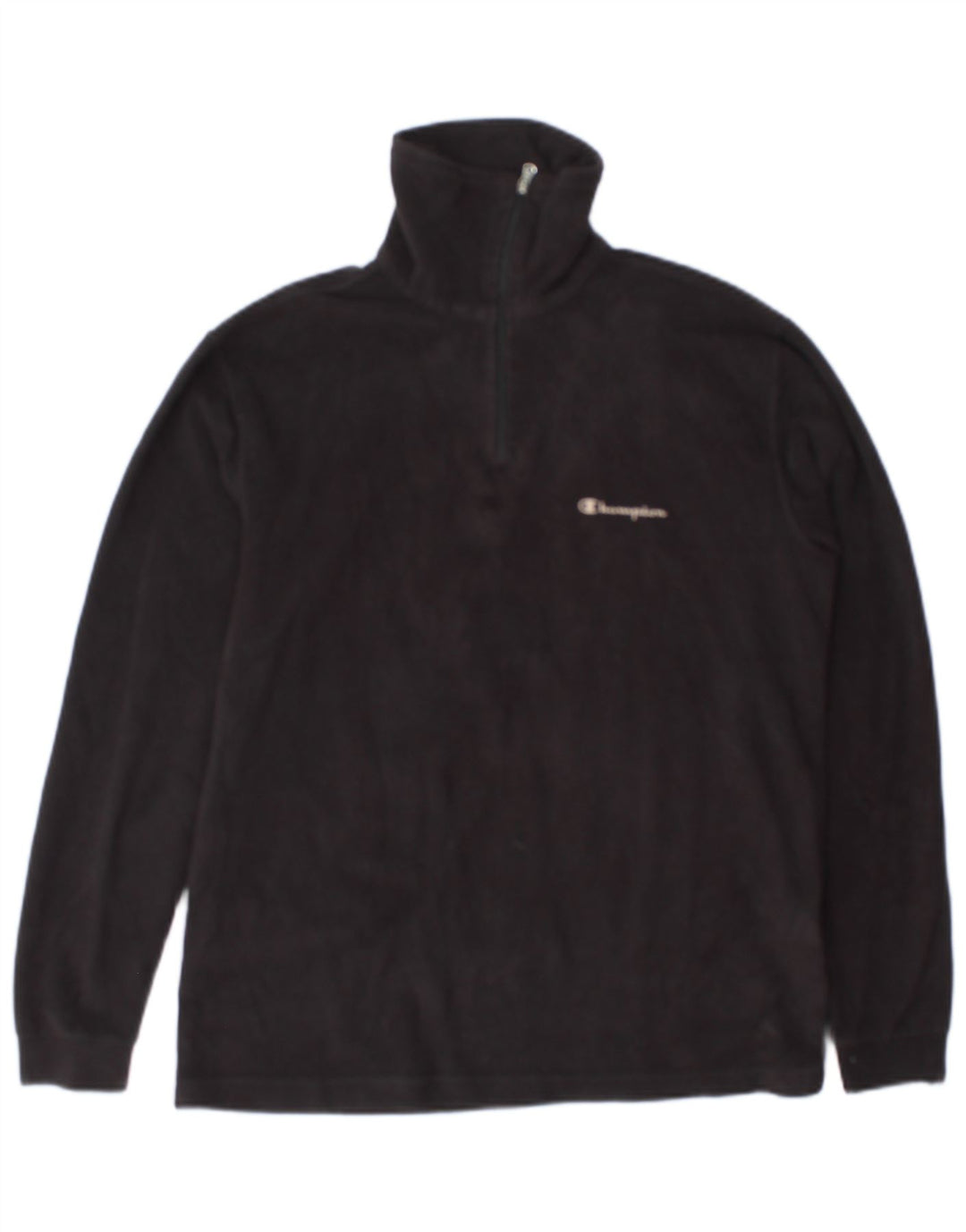 Champion Mens Zip Neck Fleece Jumper Small Black Polyester