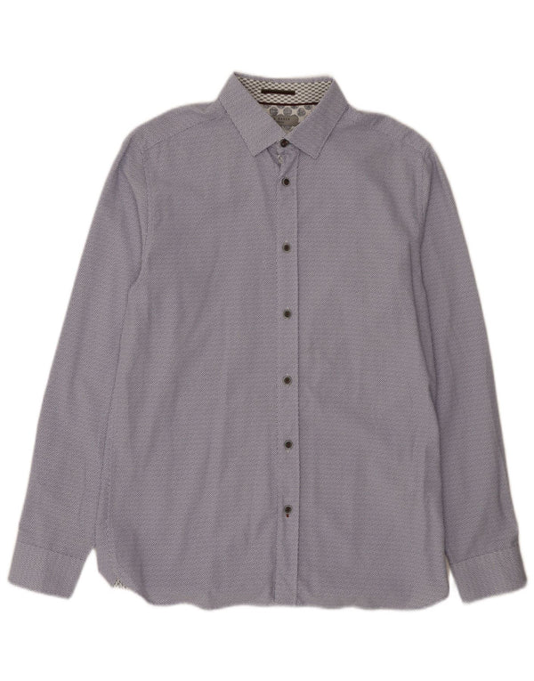 Ted Baker Mens Shirt Size 3 Medium Blue Floral Modal