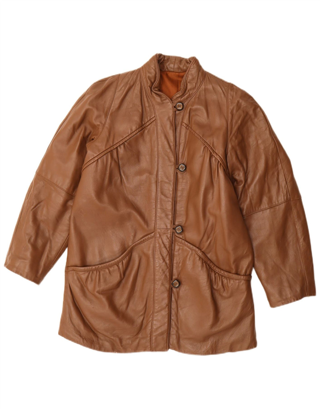 Vintage Womens Leather Jacket IT 42 Medium Brown Leather