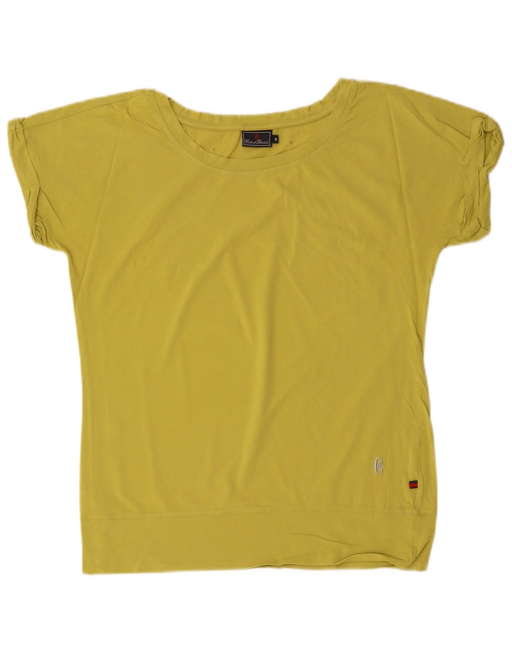 CONTE OF FLORENCE Womens T-Shirt Top UK 14 Medium Khaki Cotton