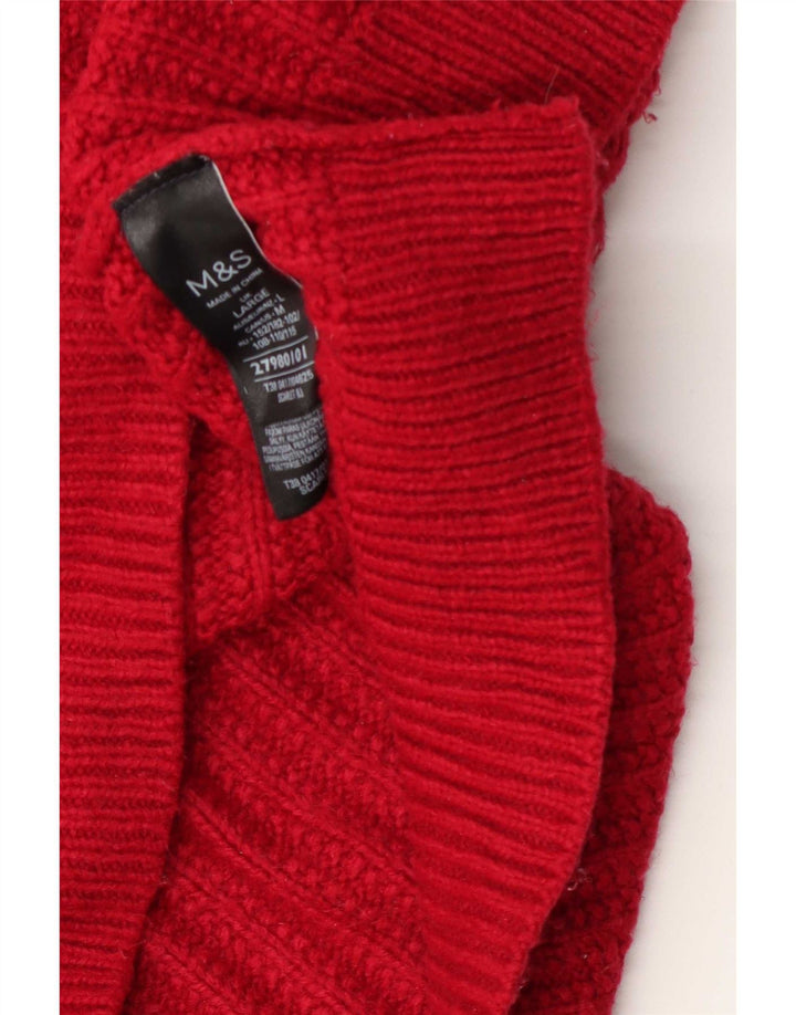 Marks & Spencer Womens Oversized V-Neck Jumper Sweater UK 16 Large Red