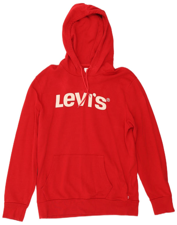 Levi's Mens Graphic Hoodie Jumper Medium Red Cotton