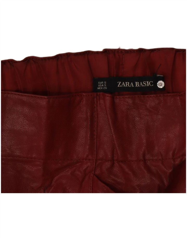 Zara Womens Leather Skirt Small W26  Burgundy