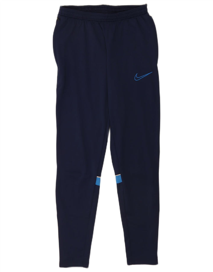 Nike Mens Dri Fit Tracksuit Trousers Small Navy Blue Colourblock Polyester