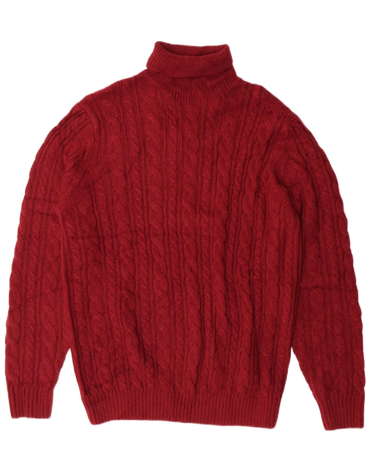 Calliope Mens Roll Neck Jumper Sweater XL Burgundy Acrylic