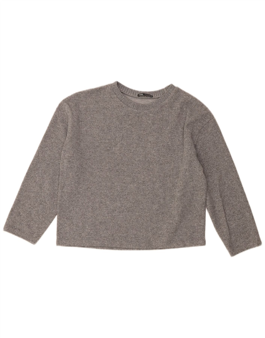 Zara Womens Crew Neck Jumper Sweater UK 14 Medium Grey Polyester