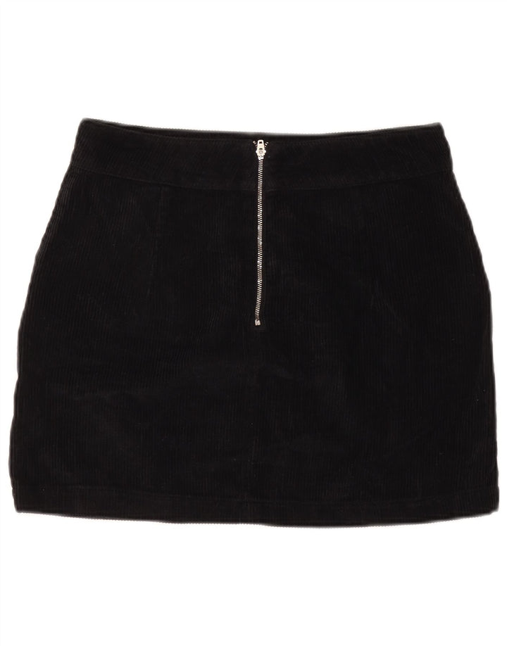 TOPSHOP Womens Corduroy Mini Skirt UK 12 Medium w28 Black Cotton