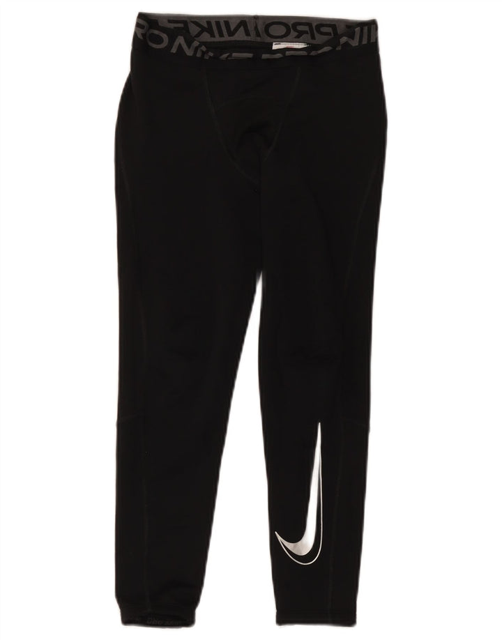 Nike Boys Dri Fit Graphic Leggings 8-9 Years Small Black Polyester