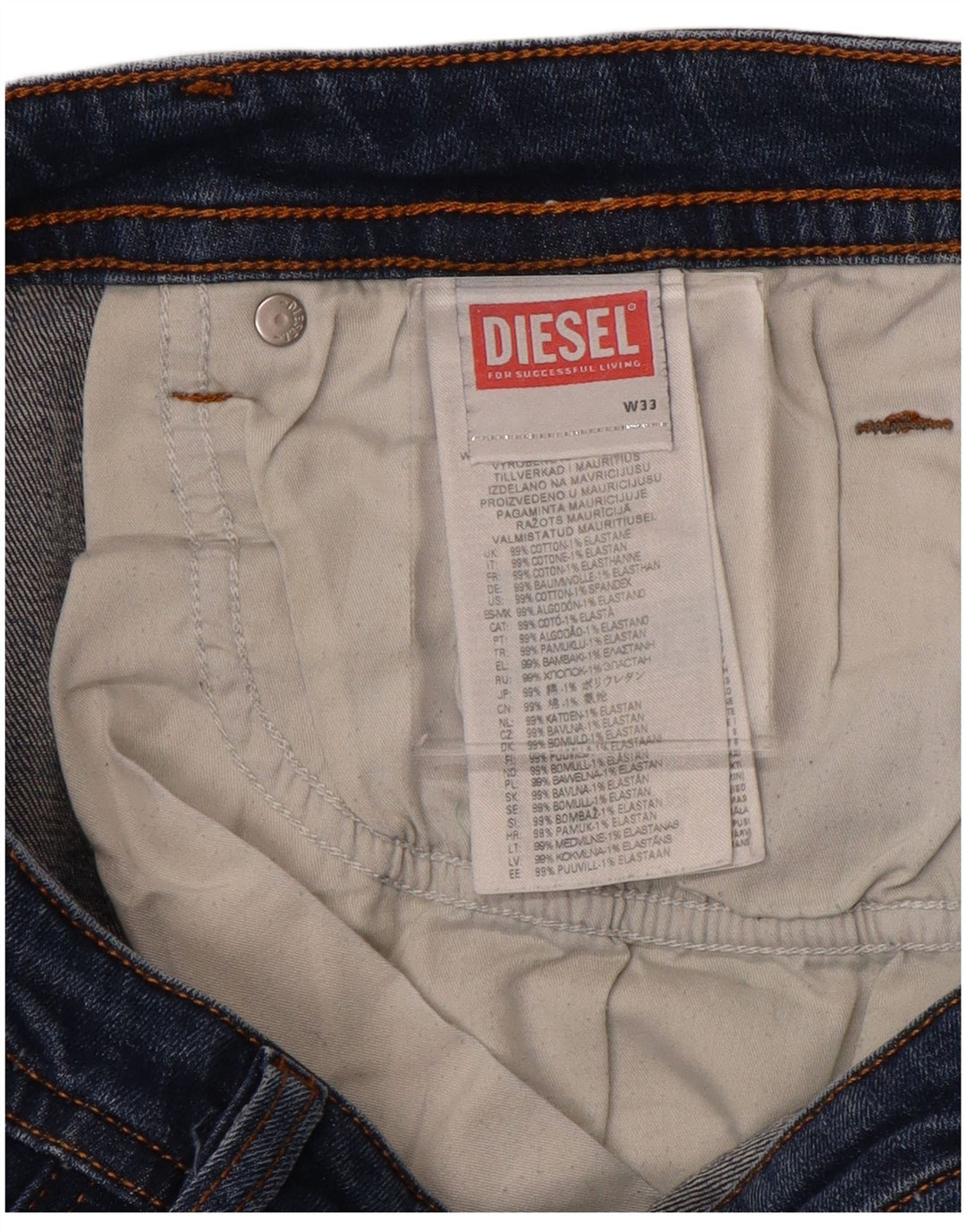 Diesel Mens Skinny Jeans W33 L32 Blue Cotton