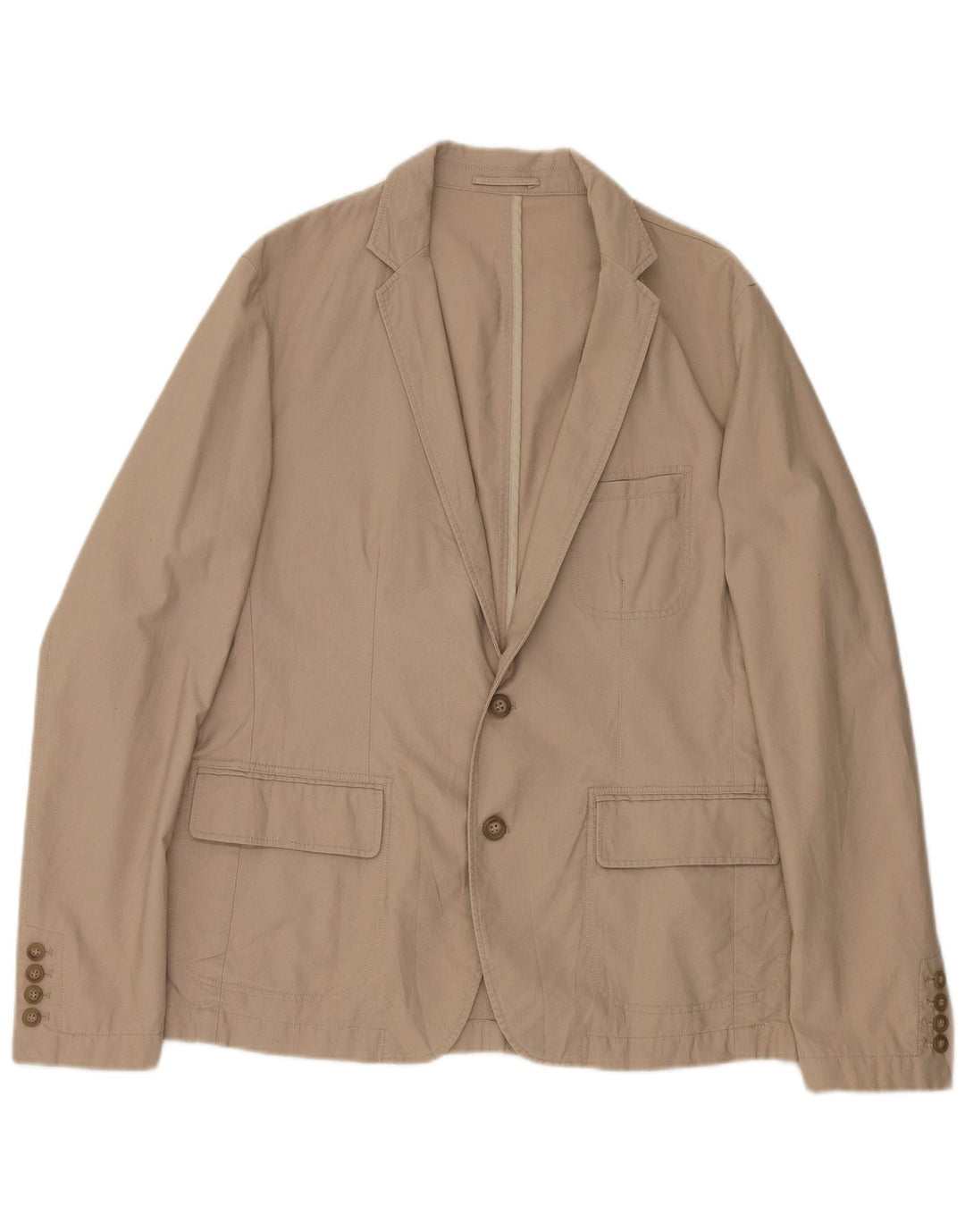 ZARA Mens 2 Button Blazer Jacket EU 54 XL Beige Cotton