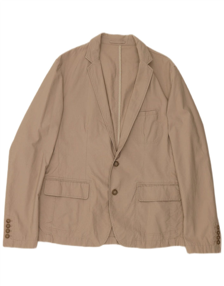 ZARA Mens 2 Button Blazer Jacket EU 54 XL Beige Cotton