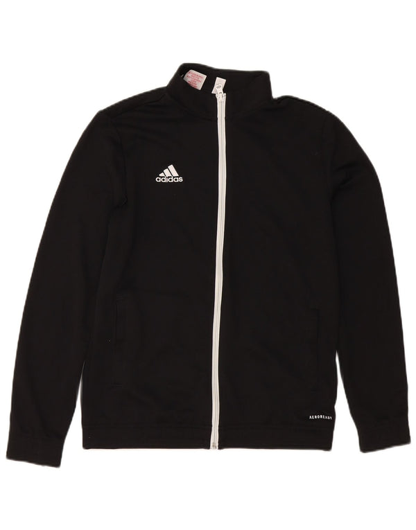 Adidas Boys Aeroready Tracksuit Top Jacket 13-14 Years Black Polyester