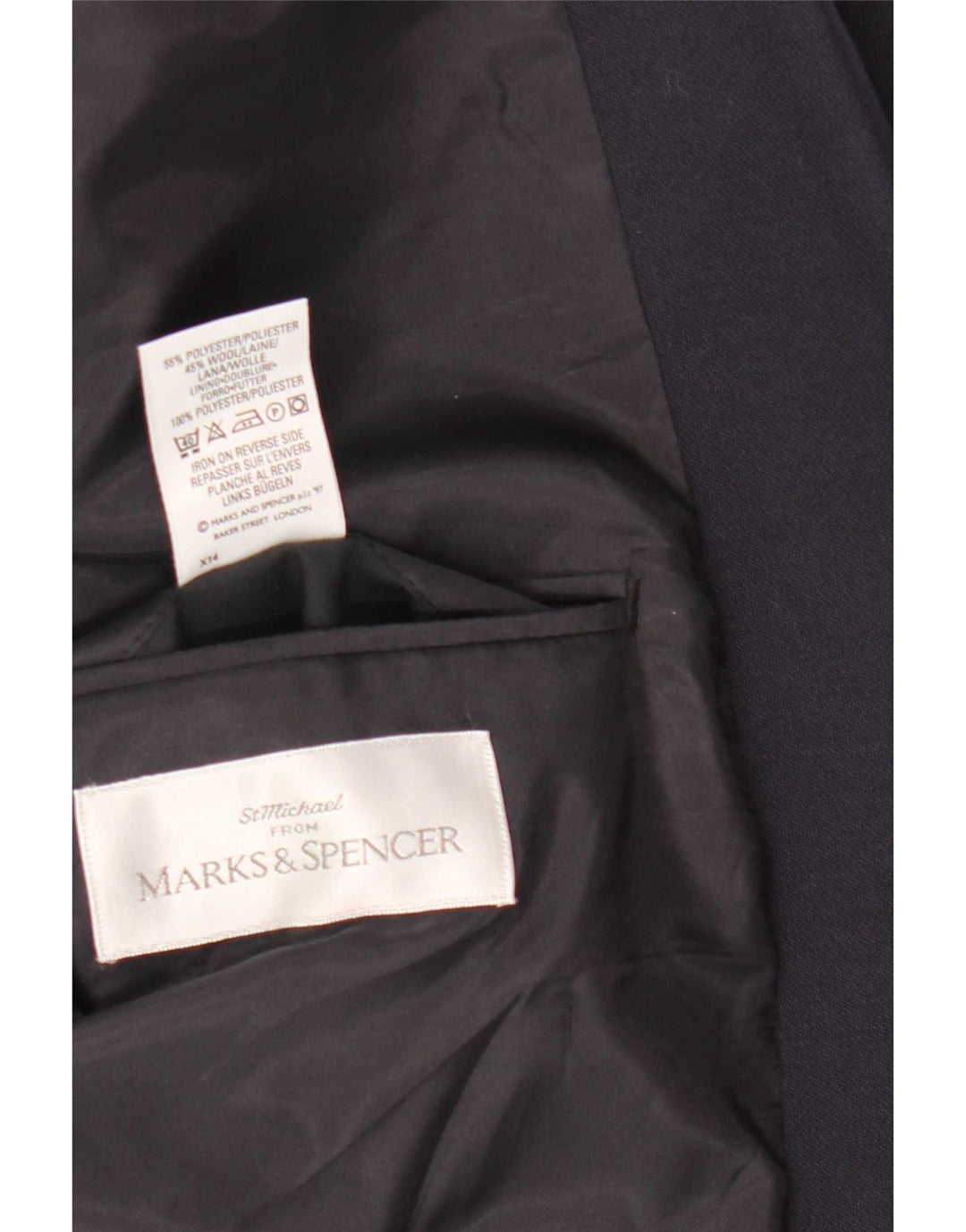 Marks & Spencer Mens 2 Button Blazer Jacket UK 38 Medium Navy Blue