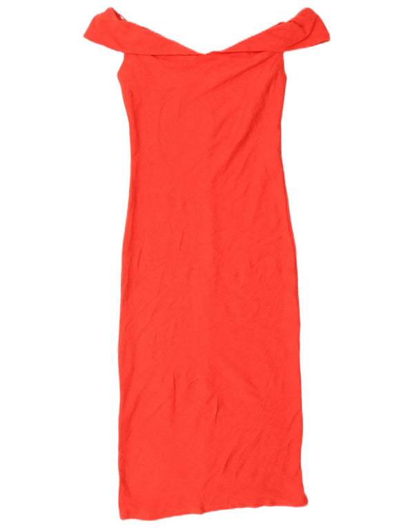 Zara Womens Trafaluc Off Shoulder Dress UK 10 Small Red