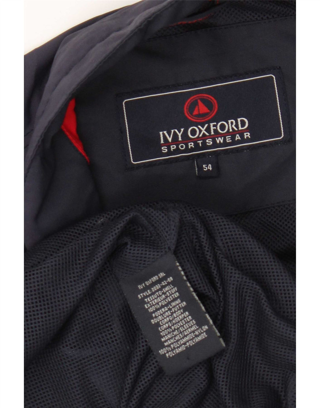 Ivy Oxford Mens Rain Jacket IT 54 2XL Navy Blue Polyester