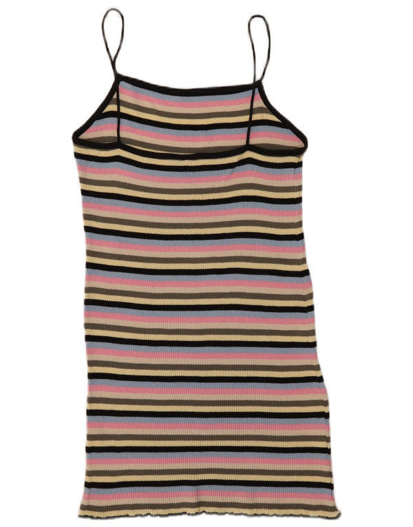 Topshop Womens Slip Dress UK 16 Large  Multicoloured Striped Cotton