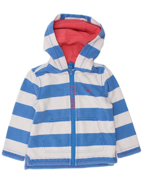 Fat Face Boys Graphic Zip Hoodie Sweater 2-3 Years Blue Striped Cotton