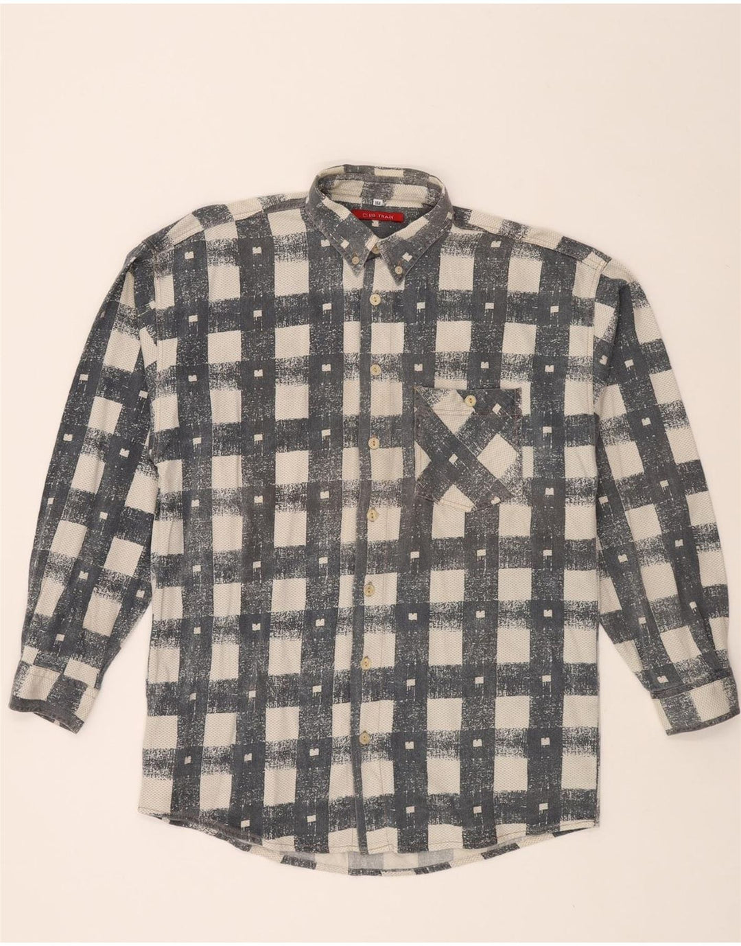 VINTAGE Mens Flannel Shirt Medium Grey Check Cotton Vintage Vintage and Second-Hand Vintage from Messina Hembry 
