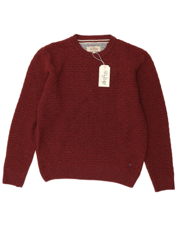 DANIEL GRAHAME Mens Drifter Crew Neck Jumper Sweater Large Burgundy