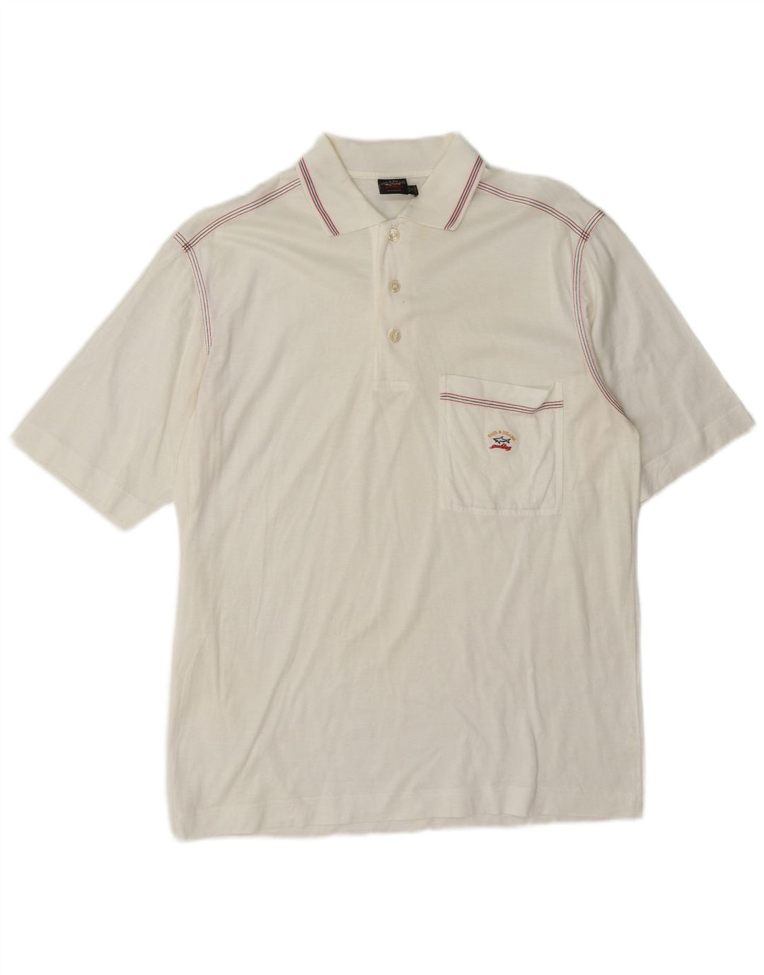 Paul & Shark Mens Polo Shirt Medium White Cotton