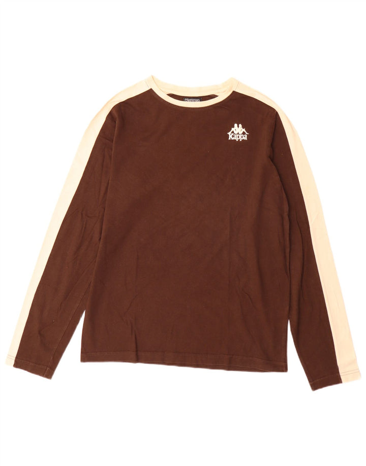 Kappa Mens Top Long Sleeve Medium Brown Colourblock Cotton