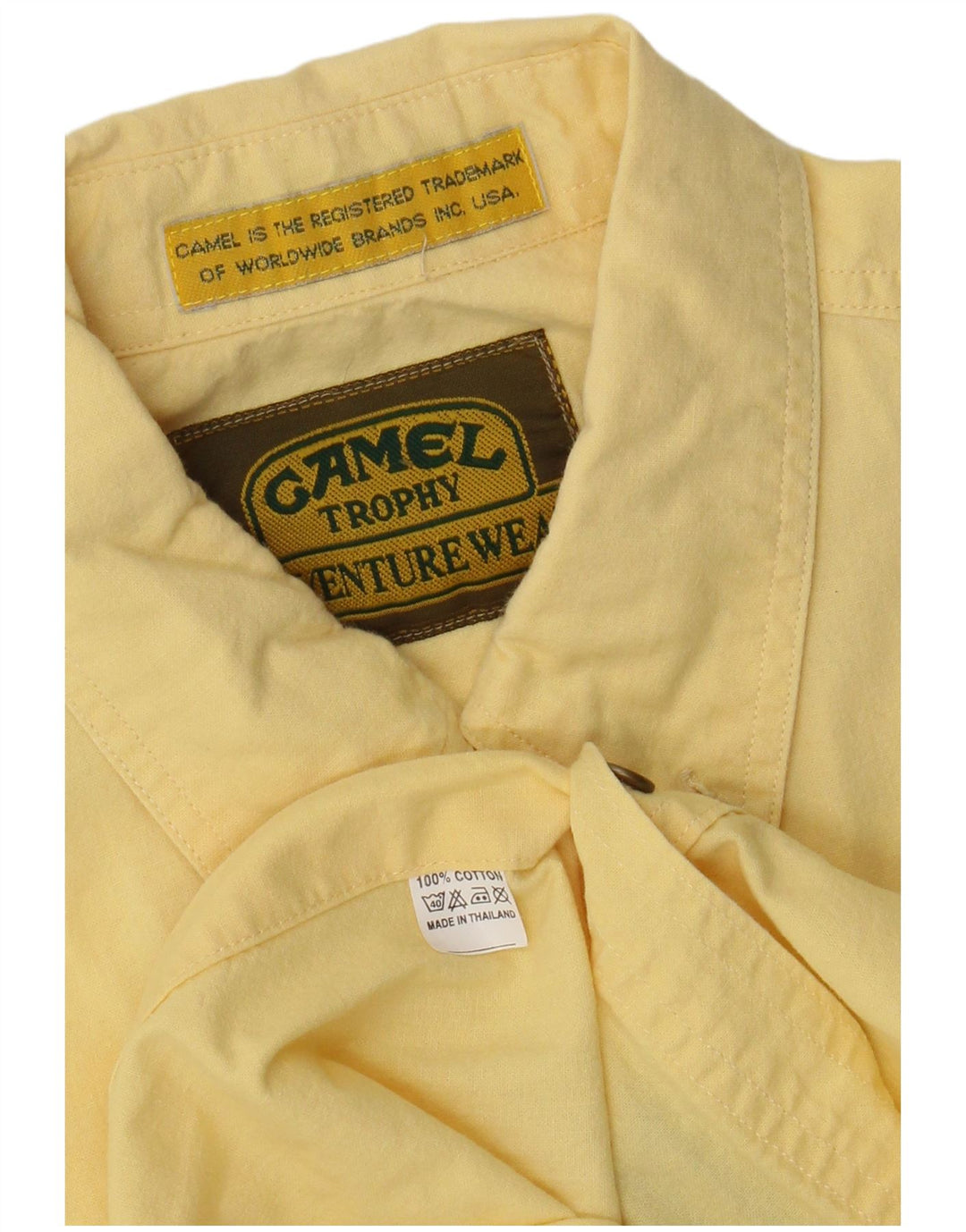 CAMEL ACTIVE Mens Short Sleeve Shirt Medium Yellow Cotton