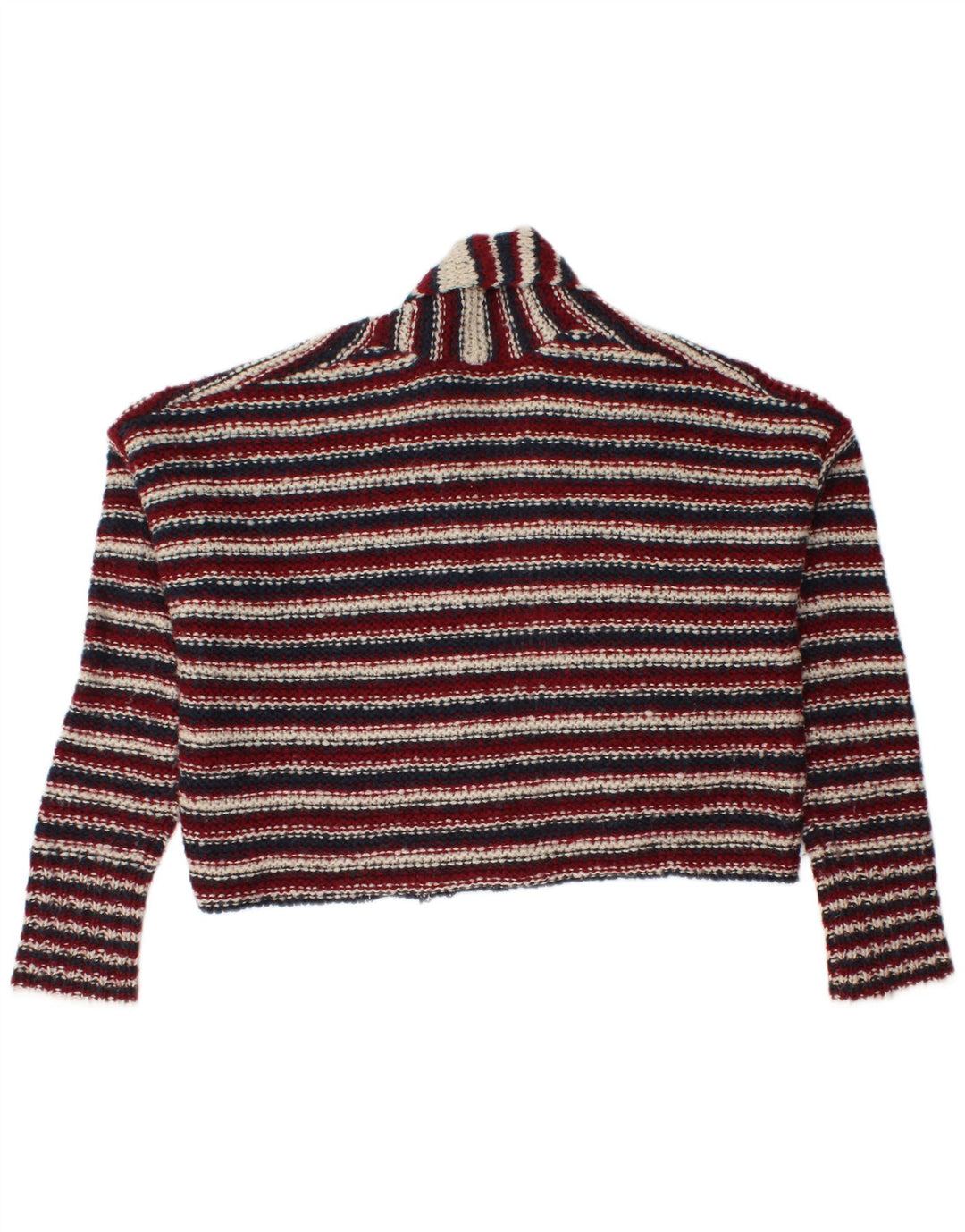 Esprit Womens Oversized Crop Cardigan Sweater UK 10 Small Burgundy Striped