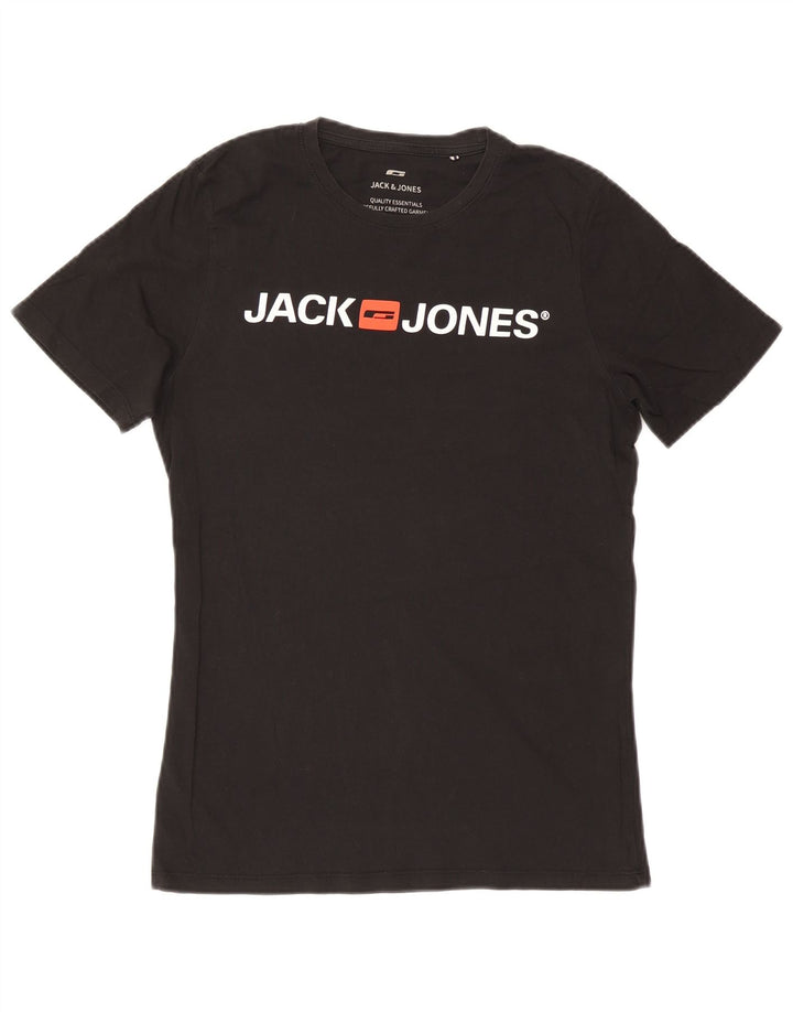 Jack & Jones Mens Graphic T-Shirt Top Medium Black