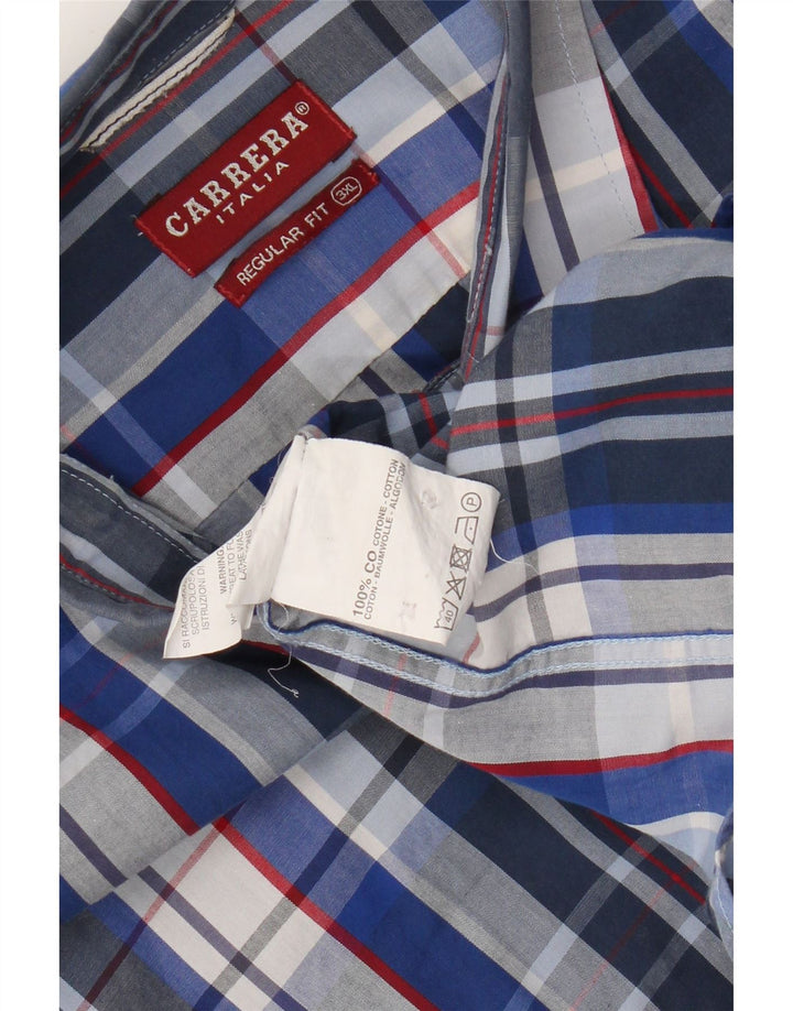 Carrera Mens Short Sleeve Shirt 3XL Blue Check Cotton