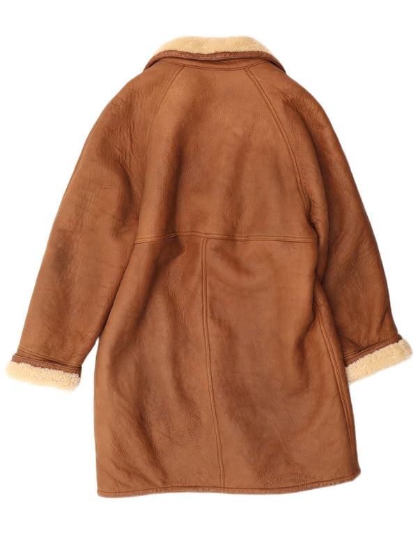 Vintage Mens Shearling Jacket UK 38 Medium Brown Leather Classic