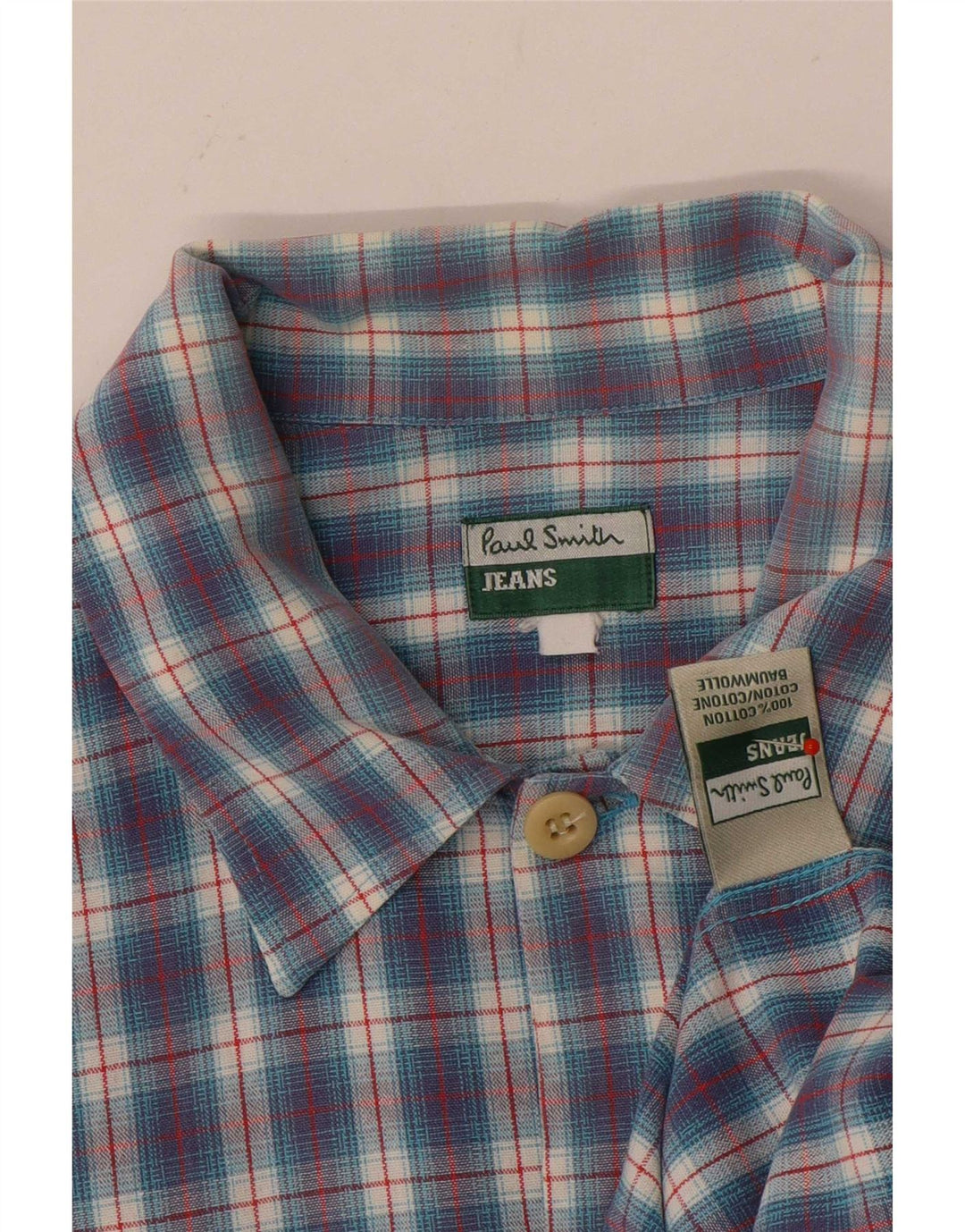 Paul Smith Mens Short Sleeve Shirt Large Blue Check Cotton
