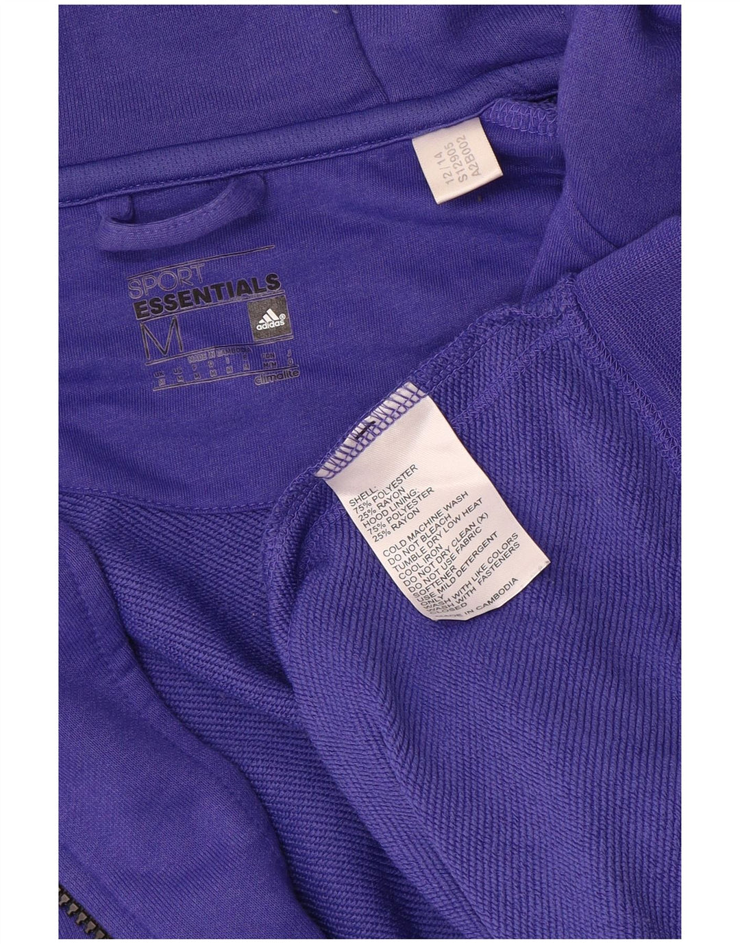 Adidas Mens Climalite Zip Hoodie Sweater Medium Purple Polyester