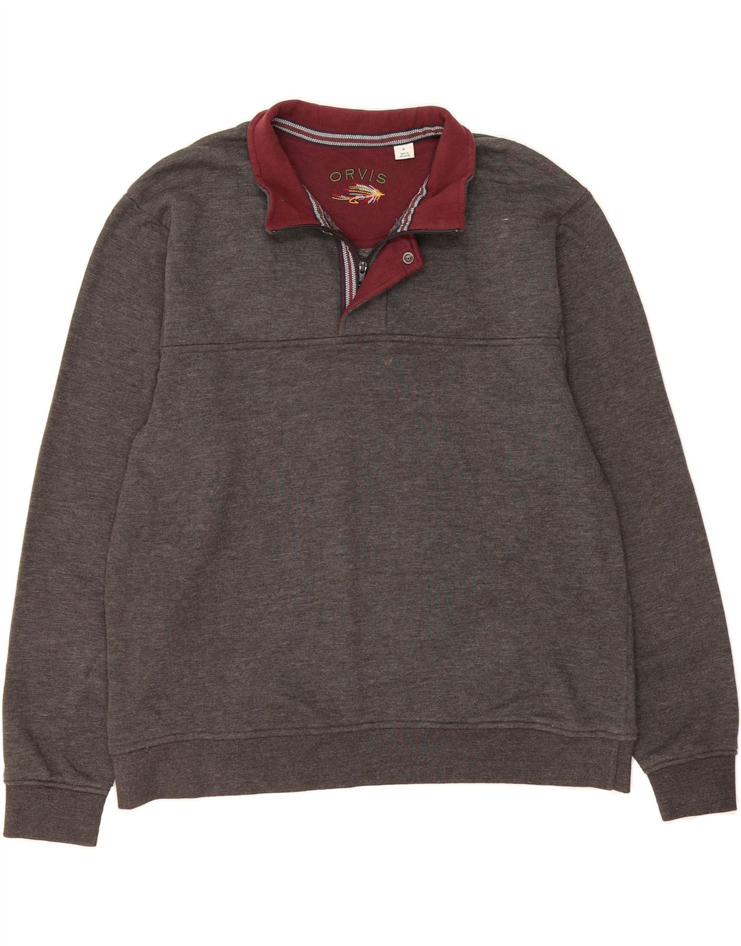 ORVIS Mens Zip Neck Sweatshirt Jumper XL Grey Cotton