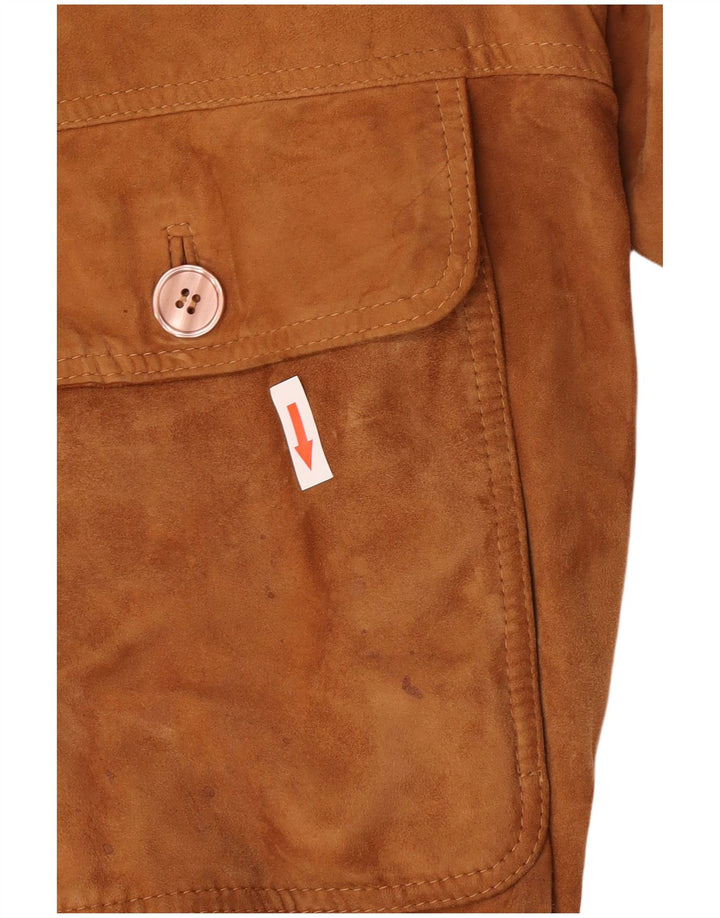Vintage Mens Suede Bomber Jacket IT 52 XL Brown Leather