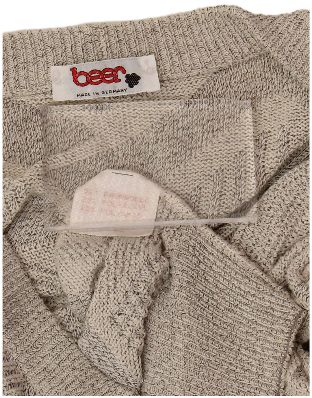 VINTAGE Mens Cardigan Sweater Large Grey Geometric Cotton