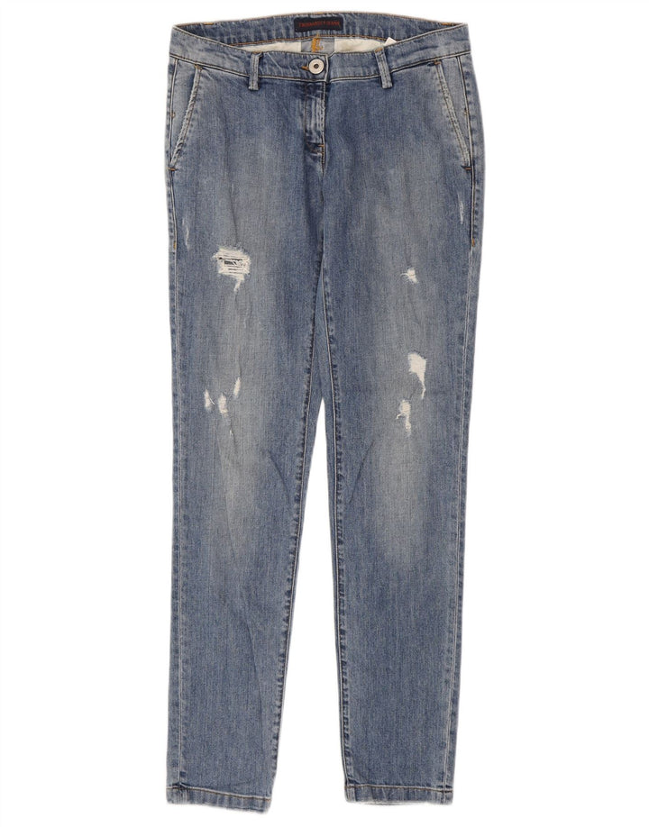 Trussardi Womens Distressed Slim Jeans W26 L31 Blue Polyester