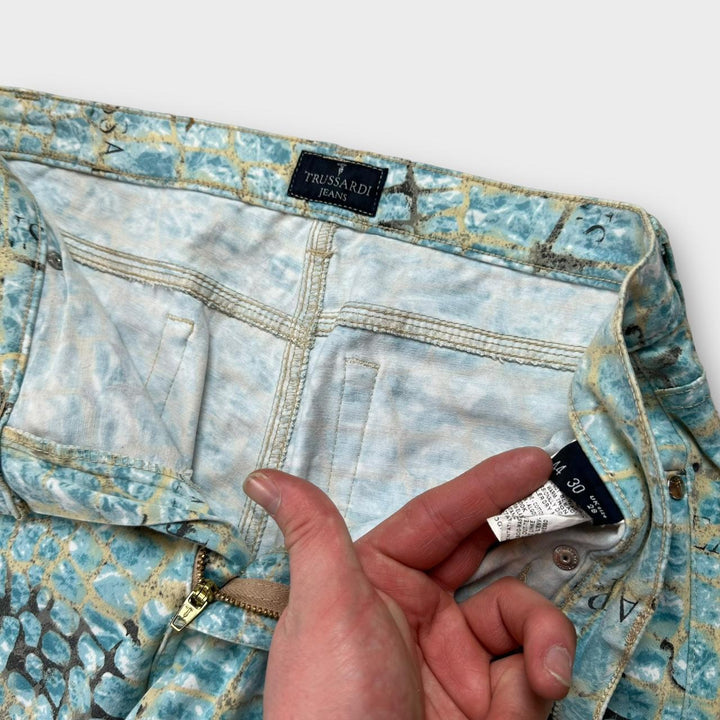 Vintage Trussardi crocodile print trousers