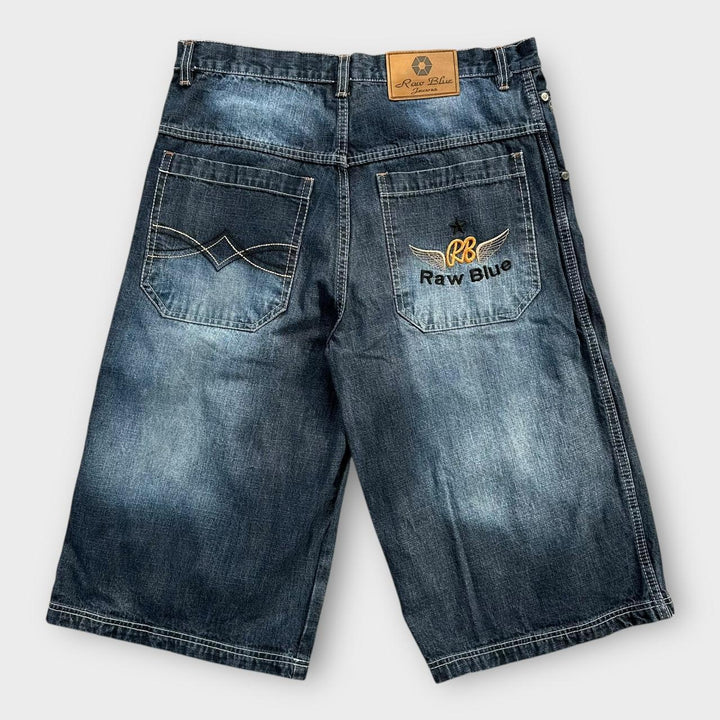 Y2K Raw blue denim jorts - 34 waist